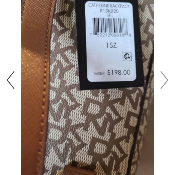 DKNY NEW Patterned Backpack, Print Brown And Beige, H27.3 X W 6.35 X D 24.1 CM - Picture 9 of 12